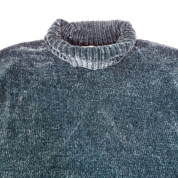 Time And Tru Chenille Turtleneck Sweater Gem Slate Green Women L 12 14 Long Slv - Picture 2 of 9